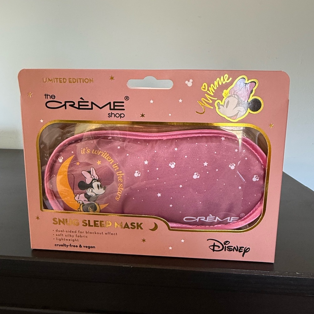 Disney Pink Snug Sleep Mask by The Crème Shop- Minnie Mouse, NEW